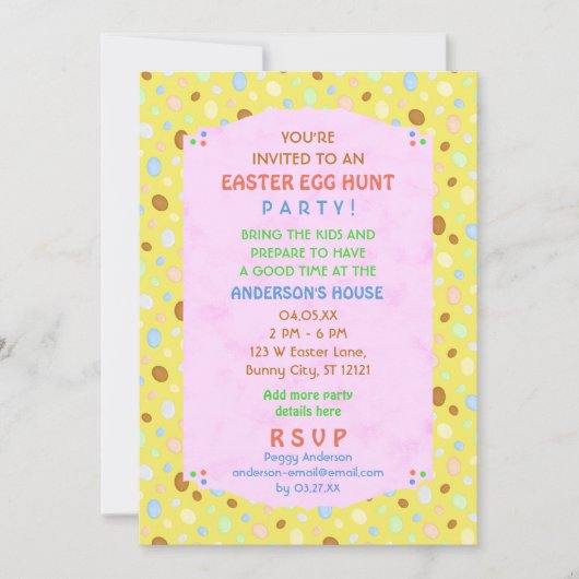 Easter Egg Party Elegantes Retro Rosa Gelb Einladung (Vorderseite)