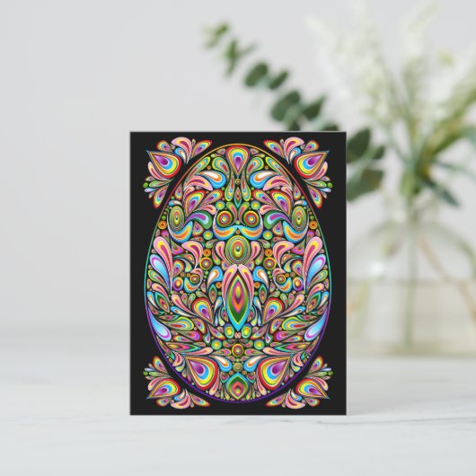 Easter Egg Psychedelic Design Postkarte (Stehend Vorderseite)
