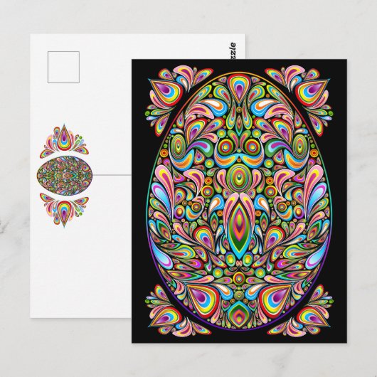 Easter Egg Psychedelic Design Postkarte (Vorne/Hinten)