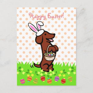 Easter Egg Red Smooth Haired Dachshund Feiertagspostkarte