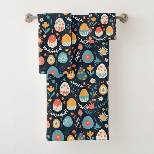 Easter Egg Spring Pattern Badhandtuch Set (Insitu)