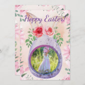 Easter egg with photo purple einladung (Vorne/Hinten)