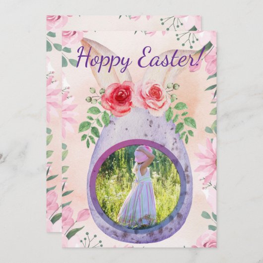 Easter egg with photo purple einladung (Vorne/Hinten)