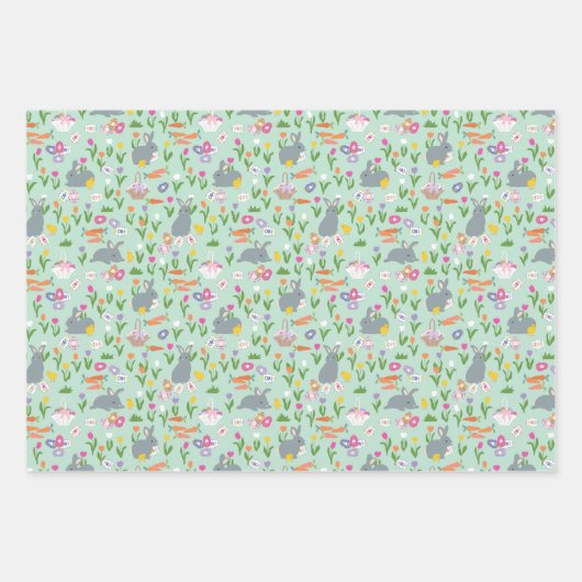 Easter Eggs Bunnies & Carrots Easter Patterns Geschenkpapier Set (Vorderseite 2)