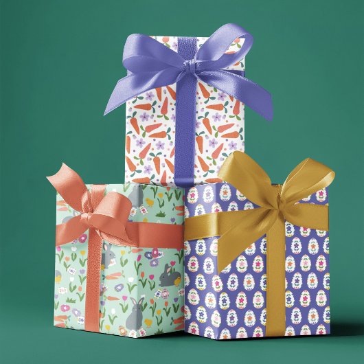 Easter Eggs Bunnies & Carrots Easter Patterns Geschenkpapier Set