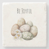 Easter Eggs Daisy Flowers  Steinuntersetzer (Vorderseite)