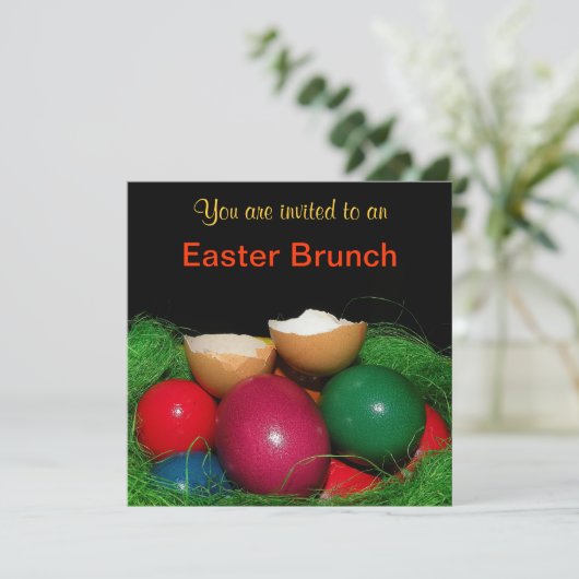 Easter eggs Easter Party Invitation Card Einladung (Stehend Vorderseite)