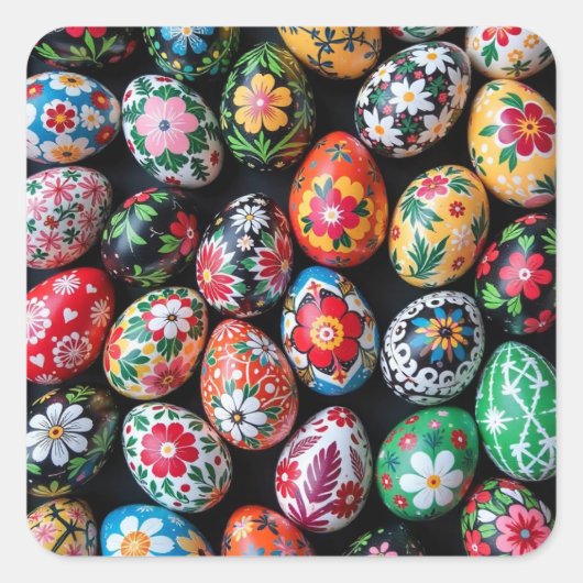 Easter Eggs of Painted Spring Quadratischer Aufkleber (Vorderseite)