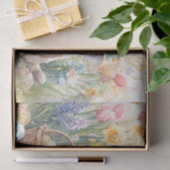 Easter Eggs Tulips and Cute Cat  Seidenpapier (Geschenk)