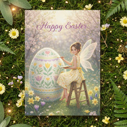 Easter Fairy Painting Egg Spring Feiertagskarte