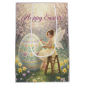 Easter Fairy Painting Egg Spring Mittlere Geschenktüte (Rückseite)