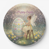 Easter Fairy Painting Egg Spring Pappteller (Vorderseite)