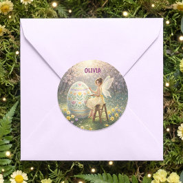 Easter Fairy Painting Egg Spring Runder Aufkleber