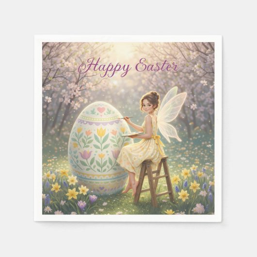 Easter Fairy Painting Egg Spring Serviette (Vorderseite)