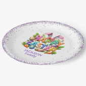 Easter Family Gathering Colorful Pappteller (Schrägansicht)