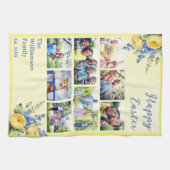 Easter Family Photo Collage Spring Flowers Yellow Geschirrtuch (Horizontal)