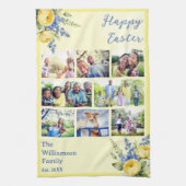 Easter Family Photo Collage Spring Flowers Yellow Geschirrtuch (Vertikal)