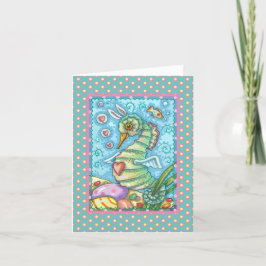 EASTER FANTASY SEEPFERD RABBIT GREETCARD Verse Feiertagskarte