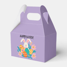 EASTER FAVOR BOX GLÜCKLICH BUNNY UND BLUME Lavende Geschenkschachtel