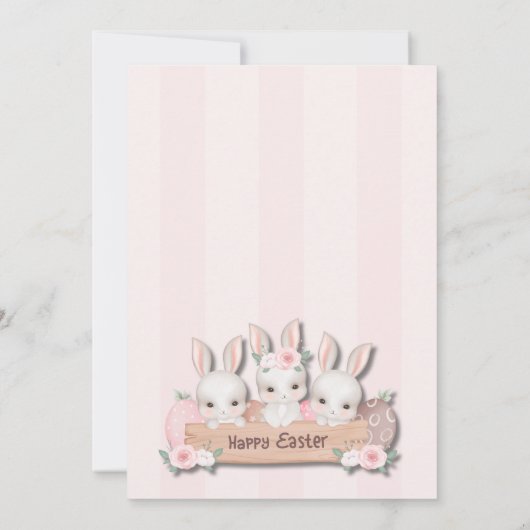 Easter First Birthday Invite - Kawaii Bunnies Einladung (Rückseite)