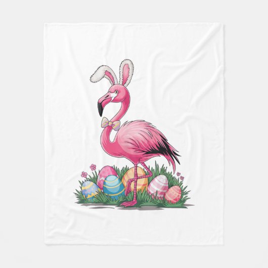 Easter Flamingo T-Shirt Fleecedecke (Vorderseite)