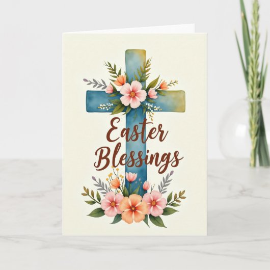 Easter Floral Cross Card Karte (Vorderseite)