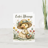Easter, Floral Duck Greeting & Note Card (Vorderseite)