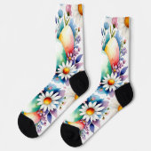 Easter floral pattern socken (Linkes Detail)