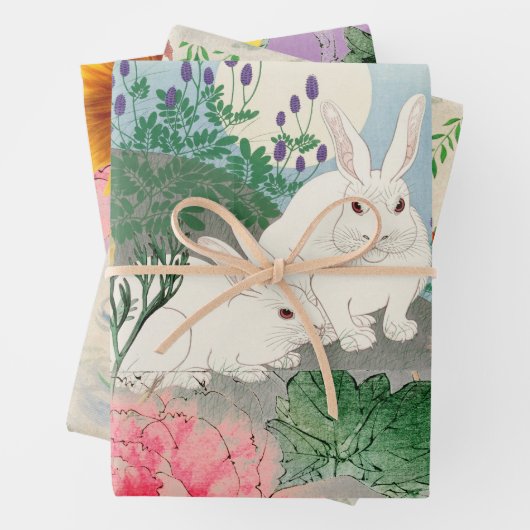 EASTER GIFT WRAPPING SHEETS BLUME UND BUNNIEN GESCHENKPAPIER SET (Beispiel)