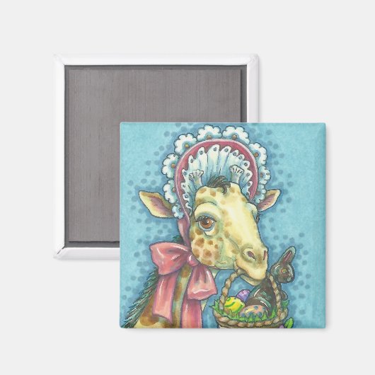 EASTER GIRAFFE MAGNET Square (Vorderseite/Rückseite)