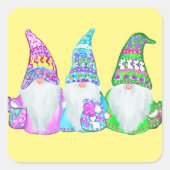 EASTER GNOMES QUADRATISCHER AUFKLEBER (Vorderseite)