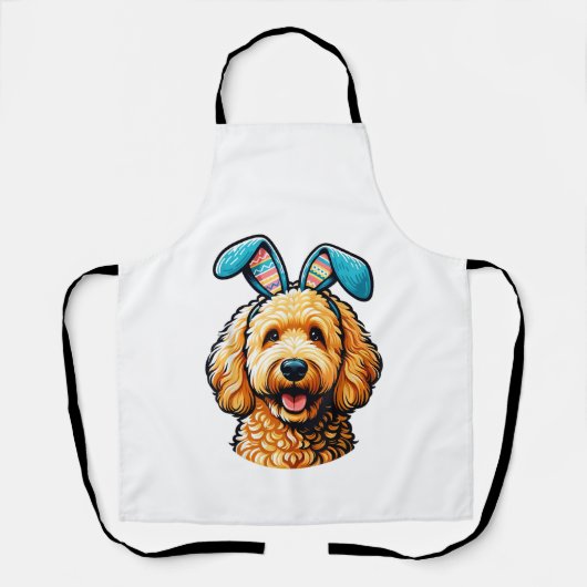 Easter Goldendoodle Dog Wearing Bunny Ears, Easter Schürze (Vorderseite)