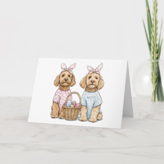 Easter Goldendoodle Dogs Karte (Vorderseite)