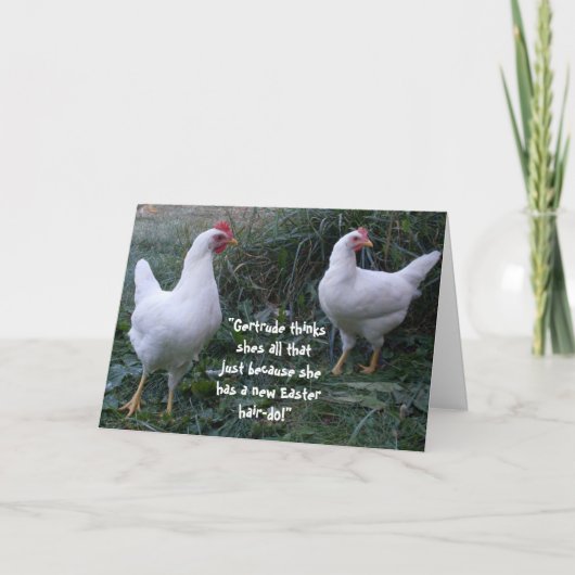 EASTER GOSSIPING HENS JOKE-Karte Feiertagskarte (Vorderseite)