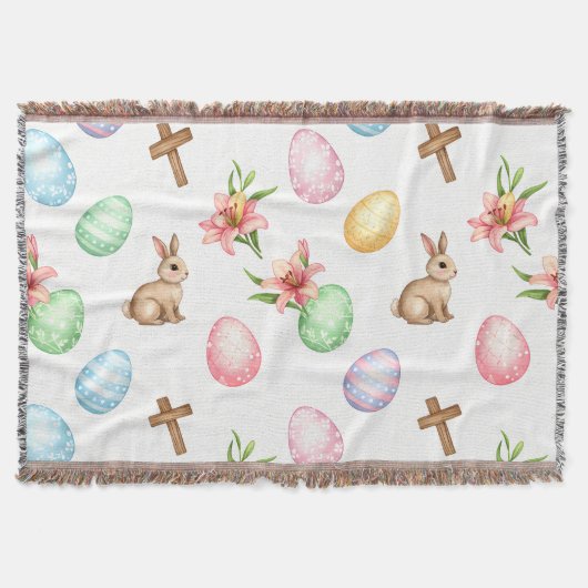 Easter Grace – Seamless Pastel Bunny & Cross Patte Decke (Vorderseite)