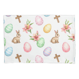 Easter Grace – Seamless Pastel Bunny & Cross Patte Kissenbezug