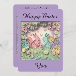 Easter Greeting Card with two little bunnies Feiertagskarte