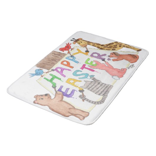 Easter Greeting Painted by Animals Badematte (Schrägansicht)