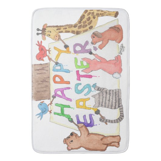 Easter Greeting Painted by Animals Badematte (Vorderseite Vertikal)