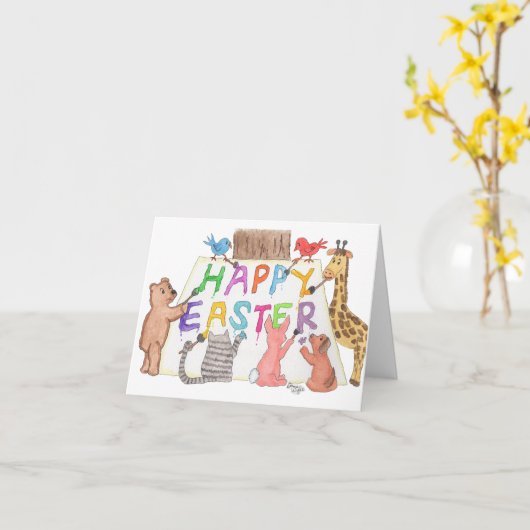 Easter Greeting Painted by Animals Karte (Gelbe Blume)