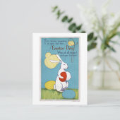 Easter GreetingEaster Bunny Holding Eggs Feiertagspostkarte (Stehend Vorderseite)