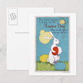 Easter GreetingEaster Bunny Holding Eggs Feiertagspostkarte (Vorne/Hinten)