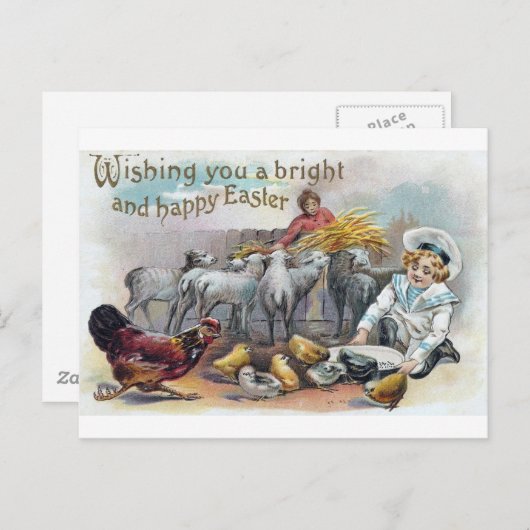 Easter Greetings Vintage Feiertagspostkarte (Vorne/Hinten)