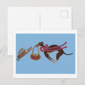 Easter Greyhound chasing bunny Feiertagspostkarte (Vorne/Hinten)