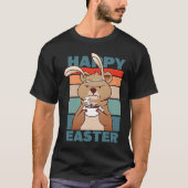 Easter Grumpy Bear with Rabbit Ear drinks Coffee T-Shirt (Vorderseite)