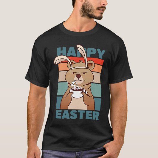 Easter Grumpy Bear with Rabbit Ear drinks Coffee T-Shirt (Vorderseite)