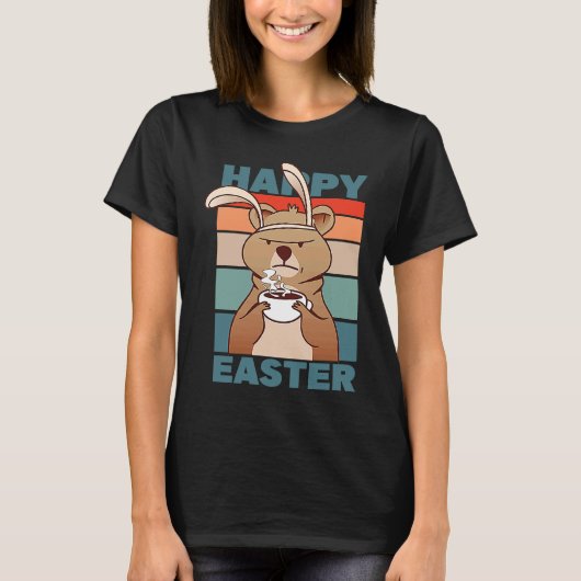 Easter Grumpy Bear with Rabbit Ear drinks Coffee T-Shirt (Vorderseite)