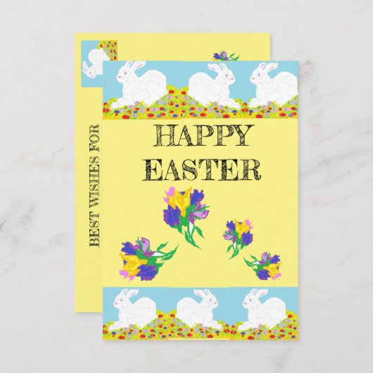 EASTER Gruß CARDBUNNY RABBIT & LILLY'S Dankeskarte (Vorne/Hinten)