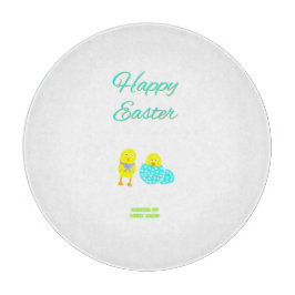 Easter Hatchlings Round Glass Cutting Board Schneidebrett