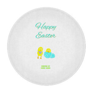 Easter Hatchlings Round Glass Cutting Board Schneidebrett
